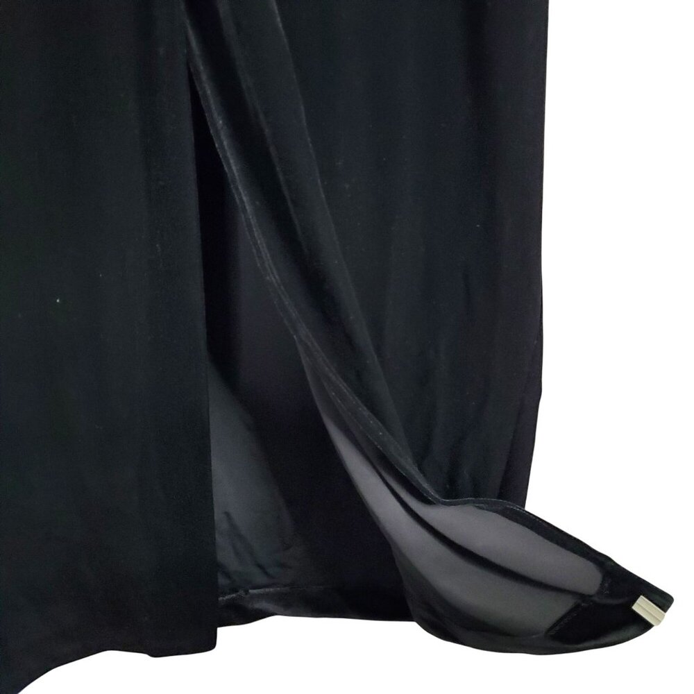 Alex Evenings Size 12 Dress Slip Gown Velvet Spaghetti Strap Evening Back Slit - Picture 10 of 15